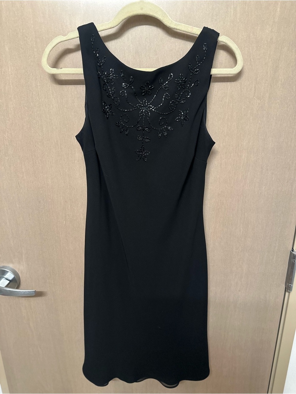 S.L. Fashions Strapless Black Dress with Beaded Design